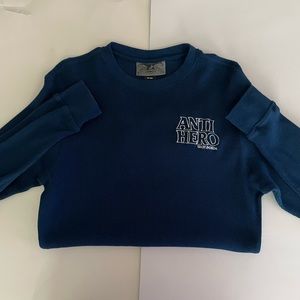 Anti Hero Skateboards Blue Knitted Long-sleeve T-Shirt Size Medium